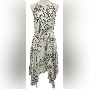 Mossimo Halter Top Asymmetric Multicolor Print Dress Elastic Waist Lined Size M